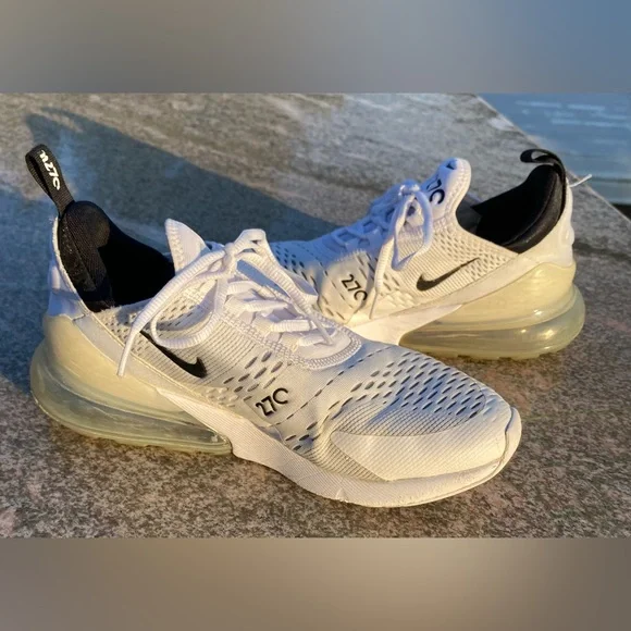 Nike Air Max 270 White and Black Athletic Shoes - Picture 3 of 6